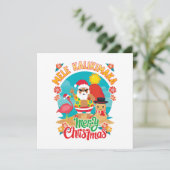 Carte Mele Kalikimaka pour un Noël hawaïen brillant (Debout devant)