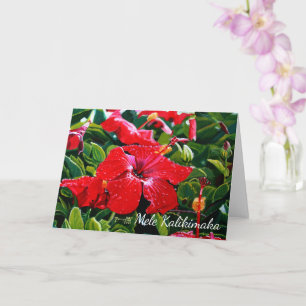Carte Mele Kalikimaka Red Hibiscus with Hawaiian Snow