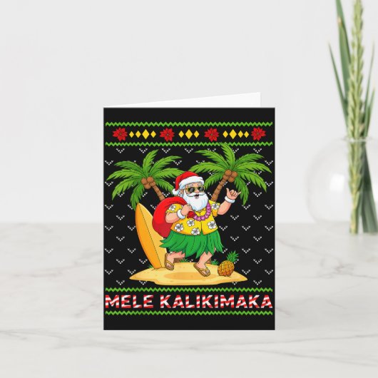 Carte Mele Kalikimaka Rétro Père Noël Shaka Hawaï Noël M (Devant)