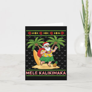 Carte Mele Kalikimaka Retro Père Noël Shaka Hawaii Ugly