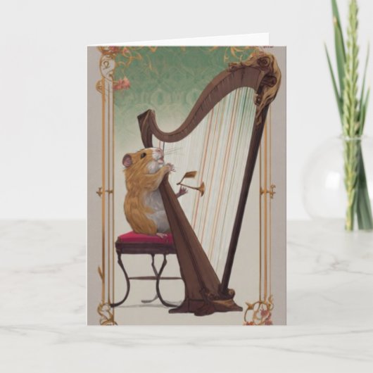 Carte Melodic Hamster Greetings – Whimsical Victorian (Devant)