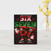 Carte Meme 6 7 Six Seven Italian Brainrot Christmas Red  (Fleur jaune)