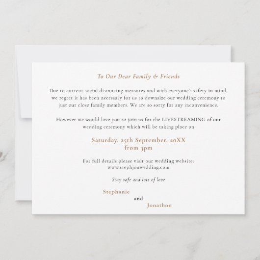 Carte Même Amour Petit Mariage Photo Script Gold Blanc (Dos)