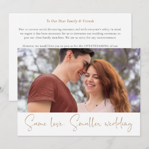 Carte Même Amour Petit Mariage Photo Script Gold Blanc