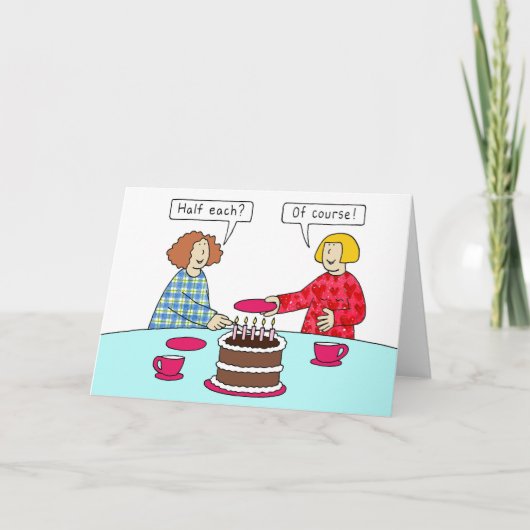Carte Même date Anniversaire commun Dames et gâteau (Devant)