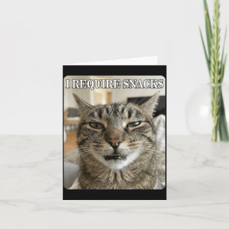 Carte Mème de chat drôle drôle nécessite des collations 