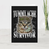 Carte Mème de chat drôle survivant de mal de ventre  (Devant)