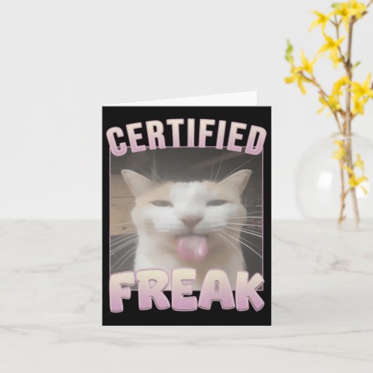 Carte Mème de chat Freak Funny Certifié (Fleur jaune)