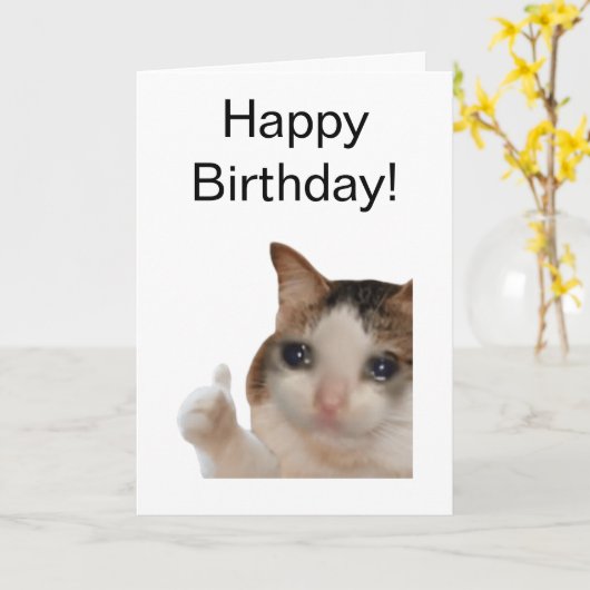 Carte Mème de chat OK Plied Thumbs Up (Fleur jaune)