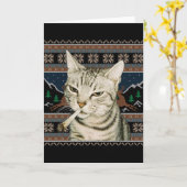 Carte Mème de chat qui fume drôle de Noël Pull Ugly Cat  (Fleur jaune)