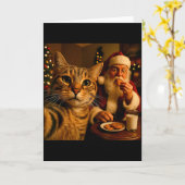 Carte Meme de Noël de chat drôle de selfie avec le Père (Fleur jaune)