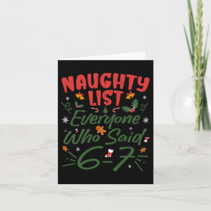 Carte Mème de Noël drôle 6-7 Liste Naughty Humour Mème