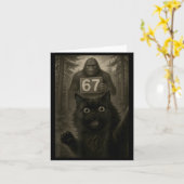 Carte Même de selfie de chat 67 Six Sept Drôle Bigfoot (Fleur jaune)