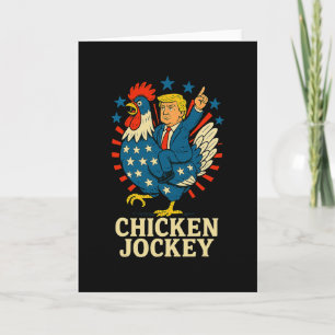 Carte Mème drôle de jockey de poulet Trump