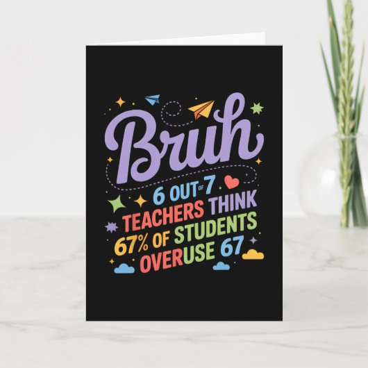 Carte Mème drôle de prof Bruh 67 Citation drôle de l'éco (Devant)
