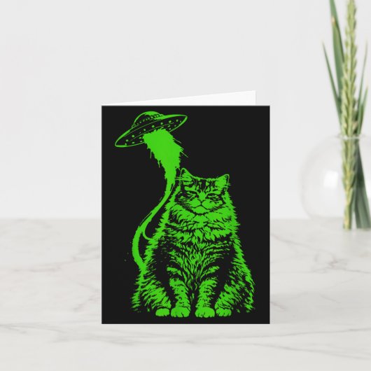 Carte Mème drôle d'enlèvement de chat alien Y2k (Devant)