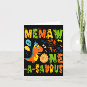 Carte Mémé du dinosaure de 1 an pour son anniversaire