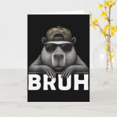Carte Mème graphique drôle Capybara Bruh pour garçons fi (Fleur jaune)