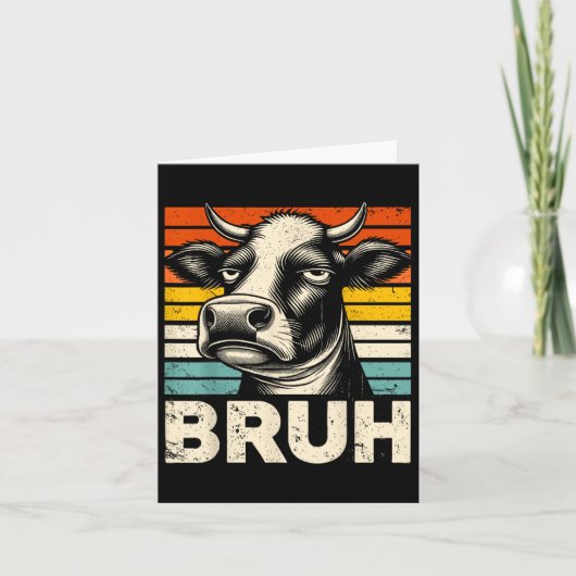 Carte Mème Graphique Drôle Vache Bruh Pour Garçons Fille (Devant)
