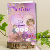 Carte Mémé Joliment Rose Violet Anniversaire