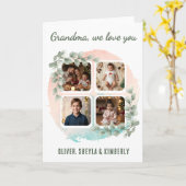 Carte Mémé nous t'aimons 6 Collage Photo Eucalyptus (Fleur jaune)