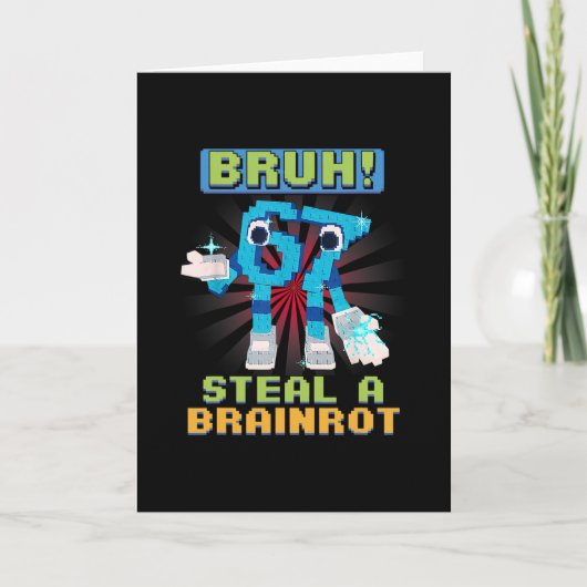 Carte Mème Pixel Drôle Bruh 67 Voler Une Brainrot  (Devant)