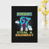 Carte Mème Pixel Drôle Bruh 67 Voler Une Brainrot  (Fleur jaune)