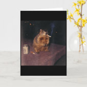 Carte Mème rétro drôle de marmotte qui fume une cigarett (Fleur jaune)