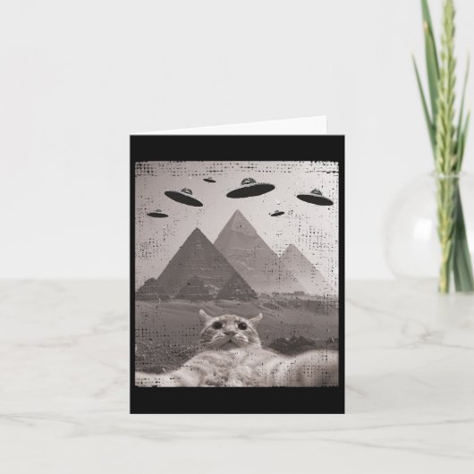 Carte Mème Ufo Chat - Selfie Chat Drôle Avec Ufos (Devant)