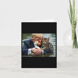 Carte Mèmes drôles de chat et de canard Trump Noël Hallo