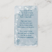 Carte mémoire mémorial Fleur blanche (Dos)