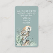 Carte mémoire Memorial Watercolor Chouette de l'ét (Dos)