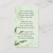 Carte mémoire mémoriale Chickadee Spring Trees (Dos)