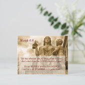 Carte mémoire Micah 6:8 Bible Verset (Debout devant)