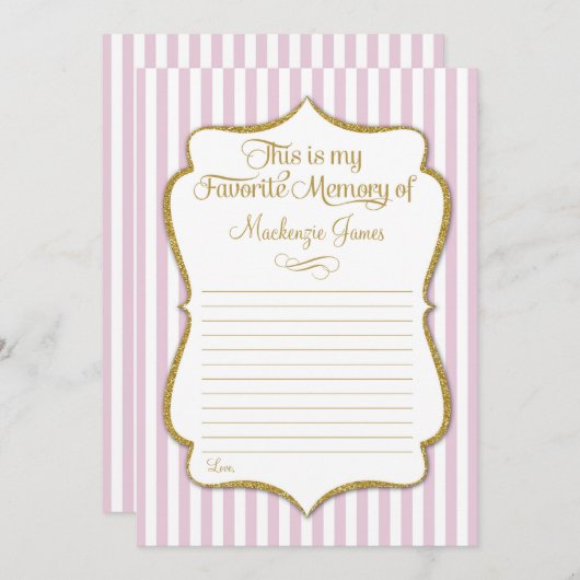 Carte mémoire préférée Anniversaire Souvenirs Or r (Devant / Derrière)