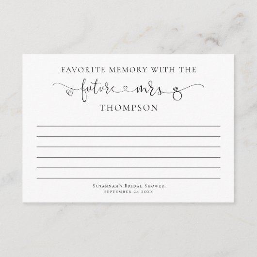 Carte Mémoire Préférée Avec Futur Mme Fête des mariées (Devant)