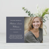 Carte Mémorial avec photo Funéraire gris bleu (Debout devant)