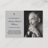 Carte Mémorial avec photo Funéraire gris clair (Devant)