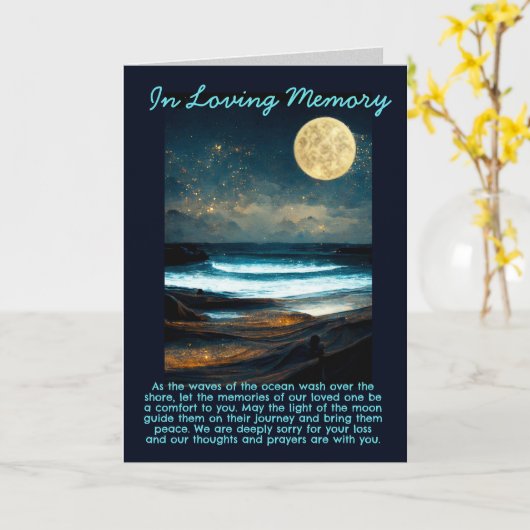 Carte Mémorial Clair de Lune Océan (Fleur jaune)