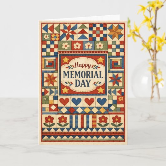 Carte Memorial Day Patchwork Quilt  (Fleur jaune)