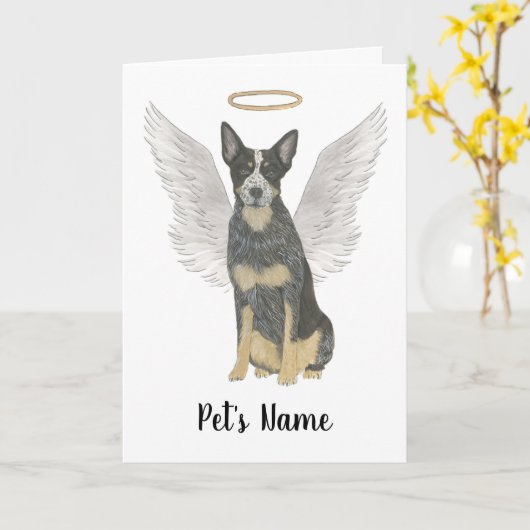 Carte Mémorial de la Sympathie de Blue Cattledog Heeler (Fleur jaune)
