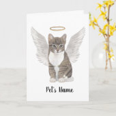 Carte Mémorial de la Sympathie du chat Grey Tabby (Fleur jaune)