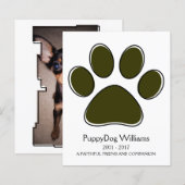 carte mémorial de perte de patte oddRex (Devant / Derrière)