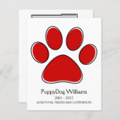 carte mémorial de perte de patte oddRex (Devant / Derrière)