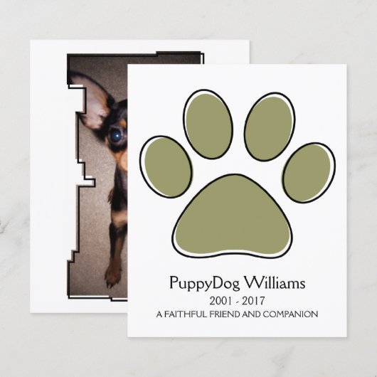 carte mémorial de perte de patte oddRex (Devant / Derrière)