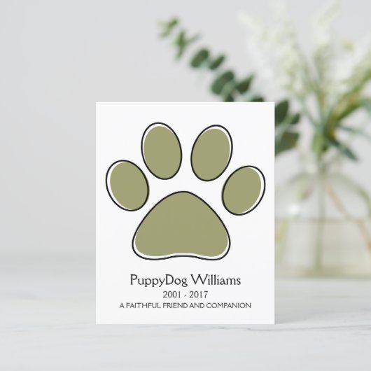 carte mémorial de perte de patte oddRex (Debout devant)