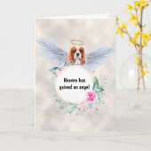 Carte Mémorial des animaux Charles Spaniel Ange ailes po (Fleur jaune)