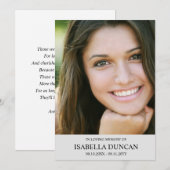 Carte Mémorial funéraire | Argent | En mémoire d'amour P (Devant / Derrière)