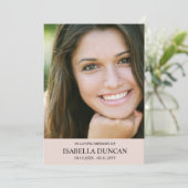 Carte Mémorial Funéraire | Rose pâle | Photo en souvenir (Debout devant)