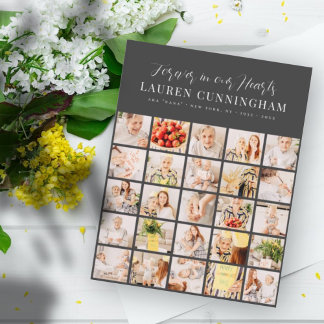 Carte Mémorial moderne Simple Minimaliste 25 Photo